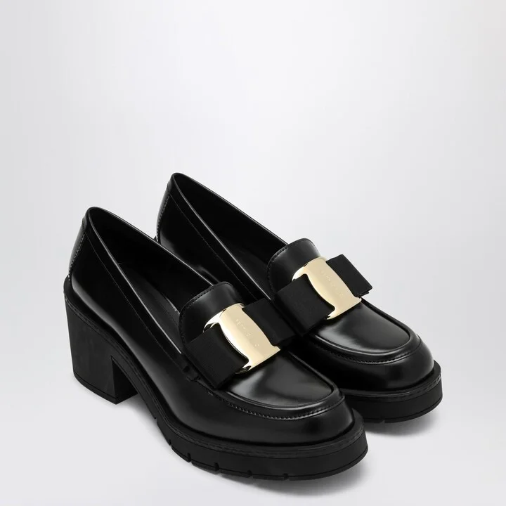 Black Vara Bow Moccasin With Heel