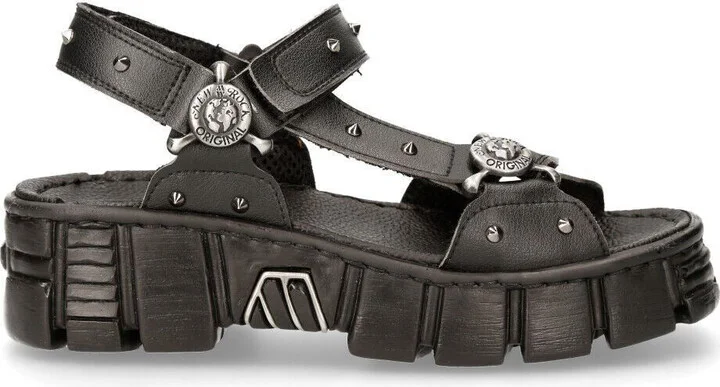 Black VEGAN Leather Sandals-BIOS120-V1