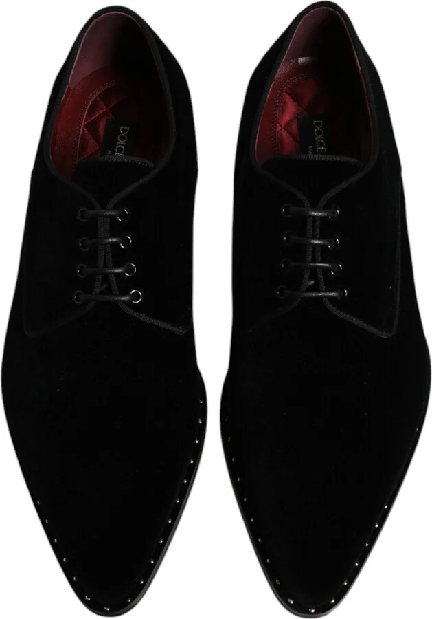 Black Velvet Cotton Lace Up Derby Men's Shoes - Image 3