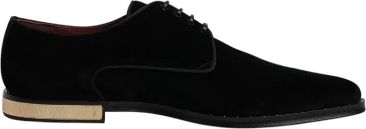 Black Velvet Cotton Lace Up Derby Men's Shoes