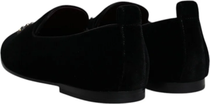 Black Velvet Crystal Crown Loafers Formal Dress Men's Shoes - Image 5