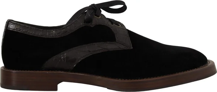 Black Velvet Exotic Leather Men's Shoes