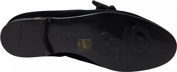 Black Velvet Flats Bow Young Queen Women's Shoes (Pre-Owned) - Image 5