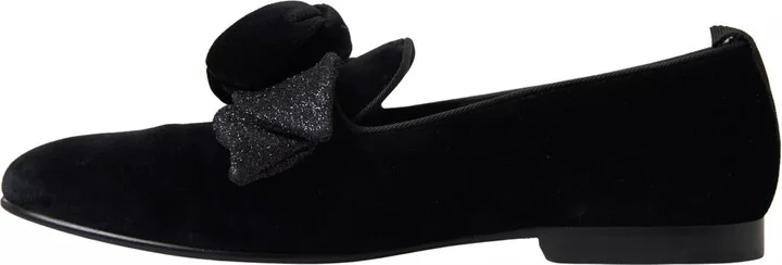 Black Velvet Flats Bow Young Queen Women's Shoes (Pre-Owned) - Image 6
