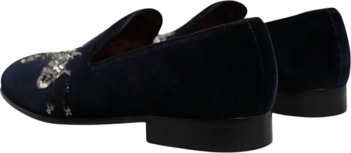 Black Velvet Floral Gun Loafers Dress Men's Shoes - Image 4