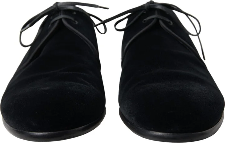 Black Velvet Lace Up Formal Derby Dress Men's Shoes - Image 2
