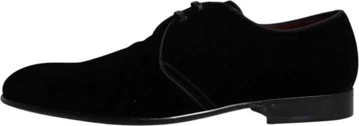 Black Velvet Leather Lace Up Derby Men's Shoes - Image 6