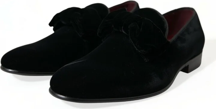 Black Velvet Loafers Formal Dress Men's Shoes - Image 3