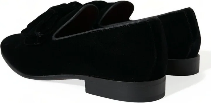 Black Velvet Loafers Formal Dress Men's Shoes - Image 4