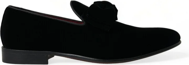 Black Velvet Loafers Formal Dress Men's Shoes