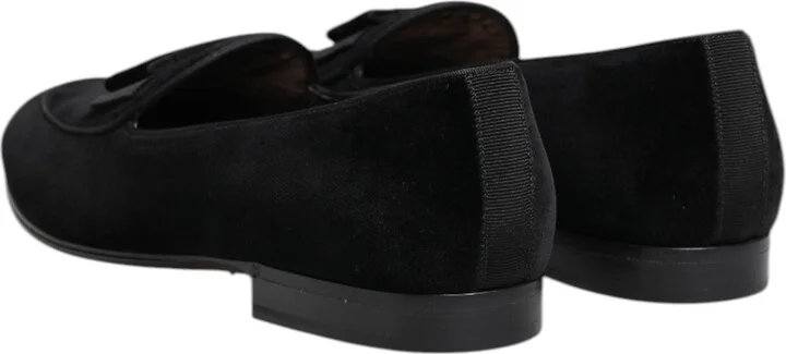 Black Velvet Loafers Formal Men Dress Men's Shoes - Image 5
