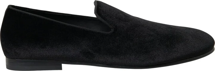 Black Velvet Loafers Formal Men's Shoes