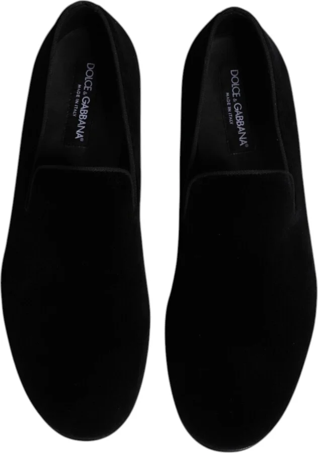 Black Velvet Slip On Loafers Formal Men's Shoes - Image 3