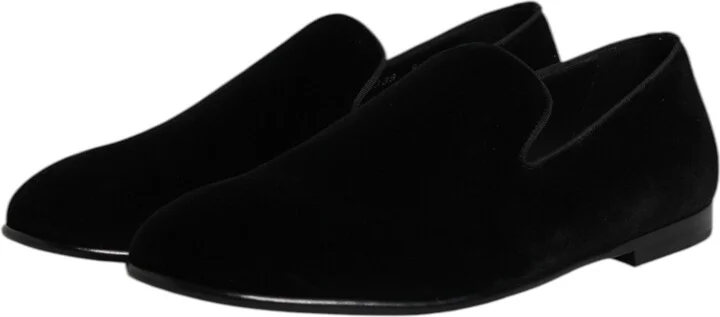 Black Velvet Slip On Loafers Formal Men's Shoes - Image 4