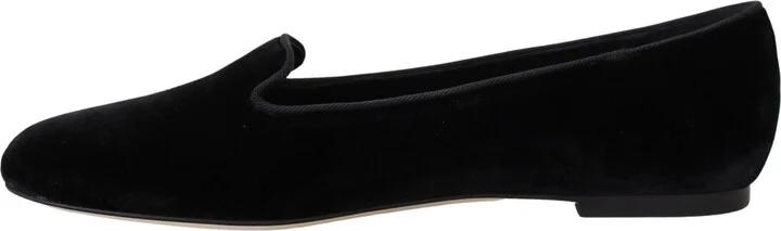 Black Velvet Slip Ons Loafers Flats Women's Shoes - Image 2
