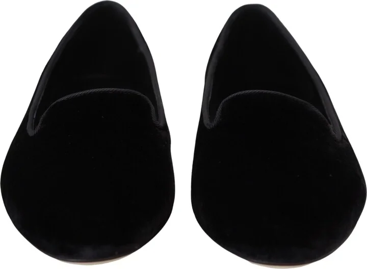 Black Velvet Slip Ons Loafers Flats Women's Shoes - Image 5