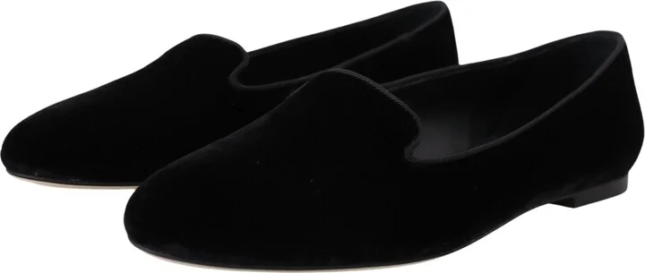 Black Velvet Slip Ons Loafers Flats Women's Shoes - Image 6