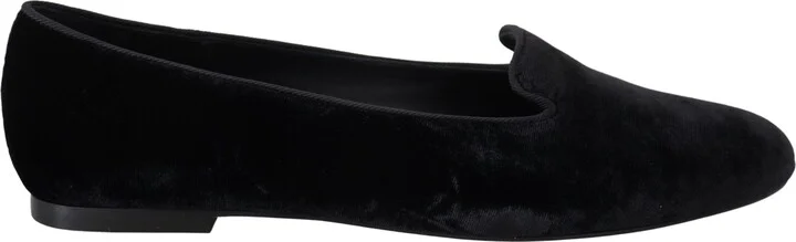Black Velvet Slip Ons Loafers Flats Women's Shoes