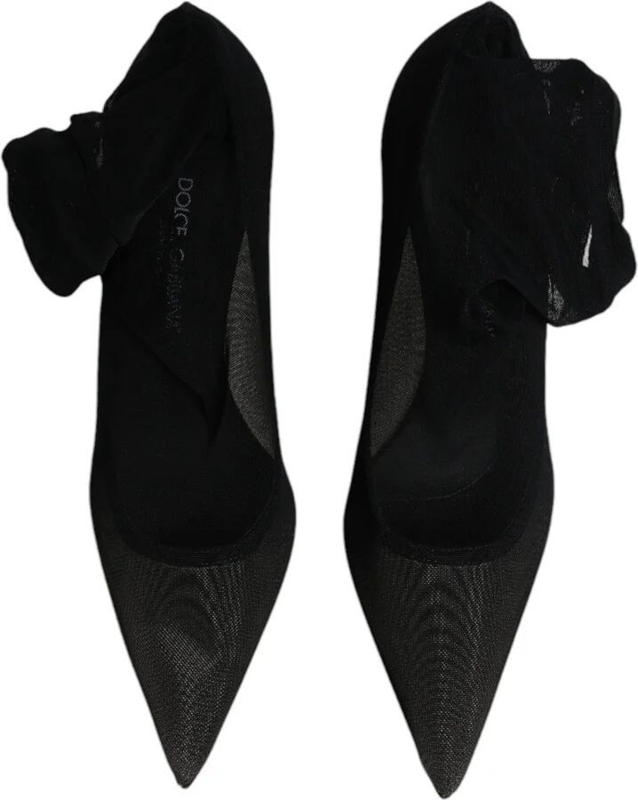 Black Viscose Mesh Sock Style Boots Women's Shoes (Pre-Owned) - Image 3