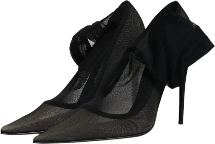 Black Viscose Mesh Sock Style Boots Women's Shoes (Pre-Owned) - Image 4