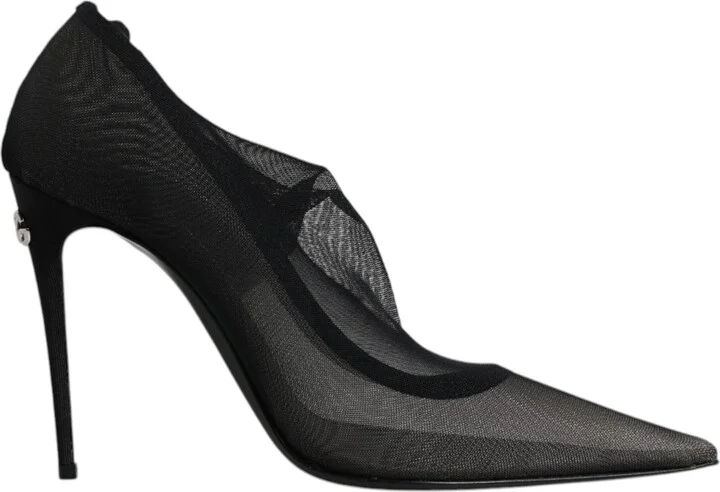 Black Viscose Mesh Sock Style Boots Women's Shoes (Pre-Owned)