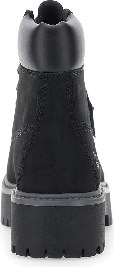 Black Water-proof Boots With Logo Plate In Leather Woman - Image 4