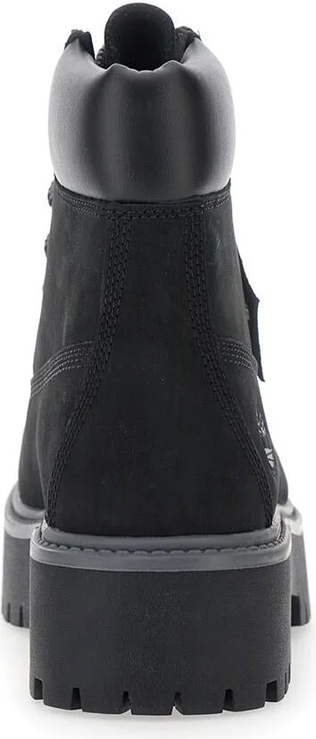 Black Water-Proof Boots With Logo Plate In Leather Woman - Image 4