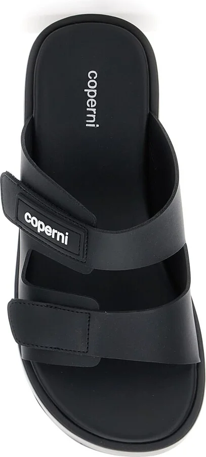 Black Wedges With Logo Patch On The Front And Touch-strap Closure In Leather Woman - Image 4