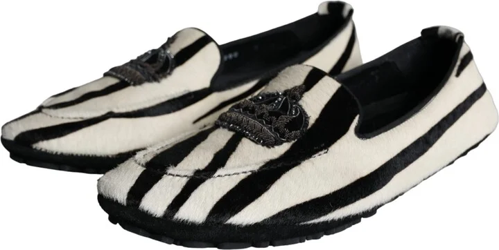 Black White Calf Fur Slip On Loafers Men Men's Shoes - Image 3