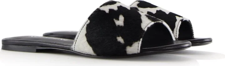 Black / White Fiona Sandals, Cow Fur - Image 4