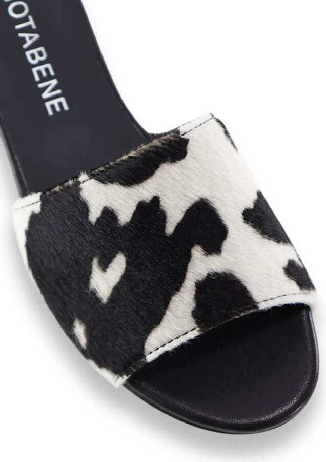Black / White Fiona Sandals, Cow Fur - Image 5