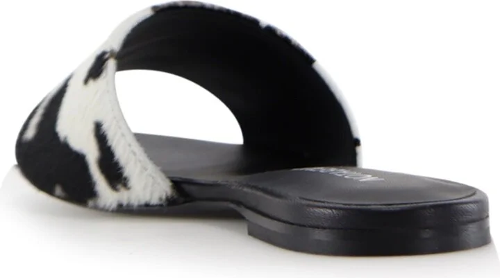 Black / White Fiona Sandals, Cow Fur - Image 6
