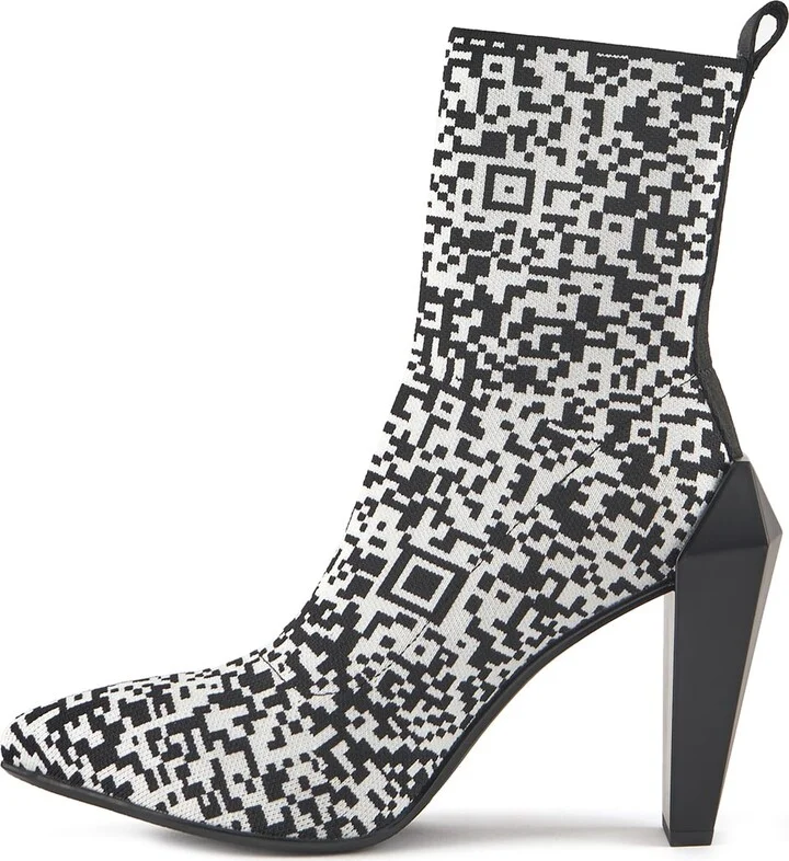 Black / White Gem Sock Hi - Qr - Image 4
