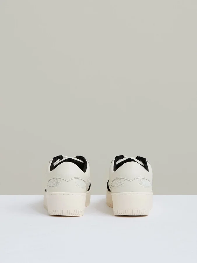 Black/white Leather And Mesh Platform Trainers - Image 4