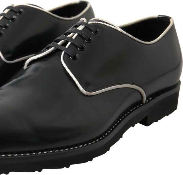Black White Leather Formal Men's Shoes - Image 2