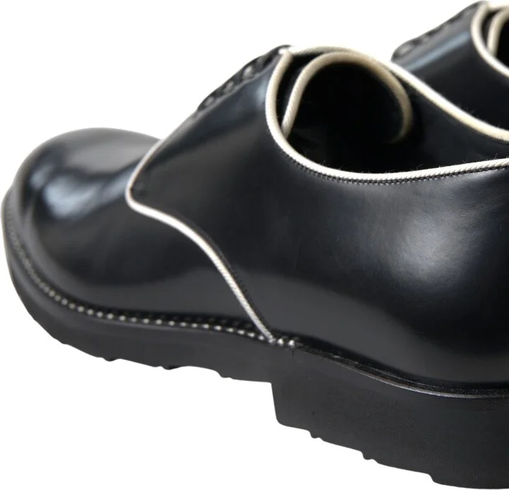 Black White Leather Formal Men's Shoes - Image 3