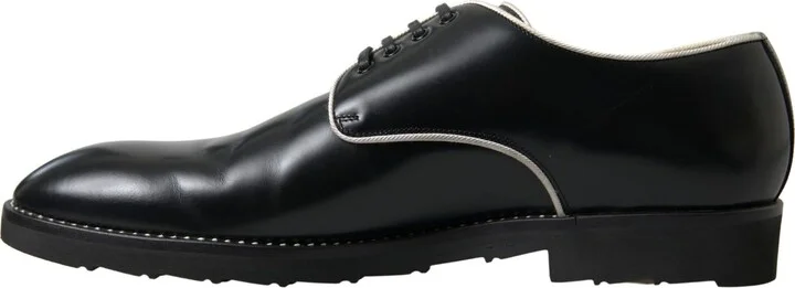 Black White Leather Formal Men's Shoes - Image 4