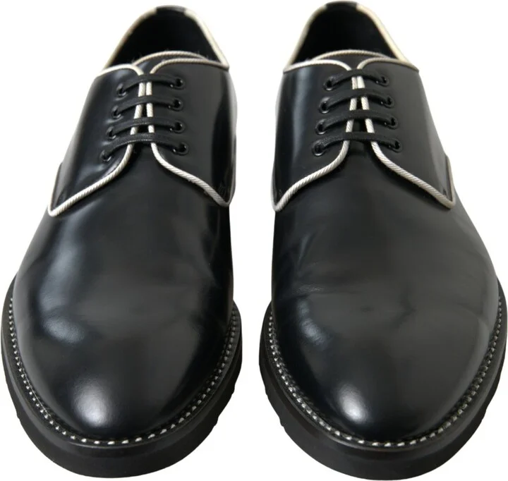 Black White Leather Formal Men's Shoes - Image 6