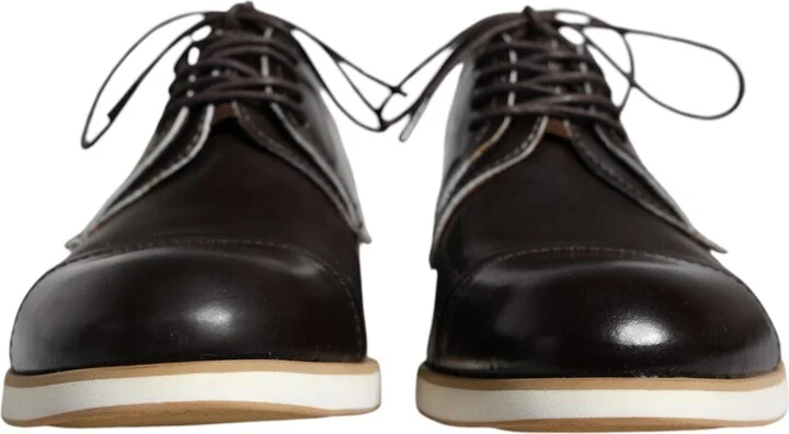 Black White Leather Lace Up Men Dress Formal Men's Shoes (Pre-Owned) - Image 2