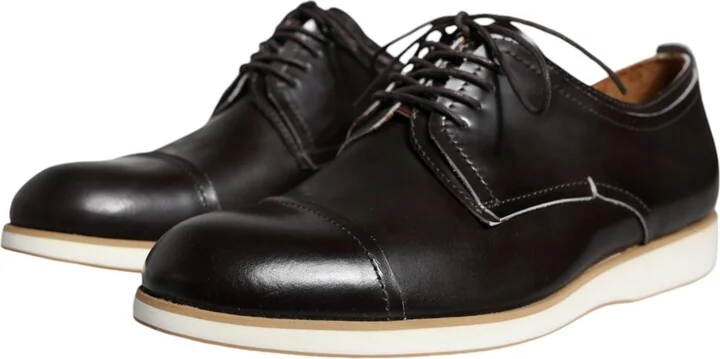 Black White Leather Lace Up Men Dress Formal Men's Shoes (Pre-Owned) - Image 3