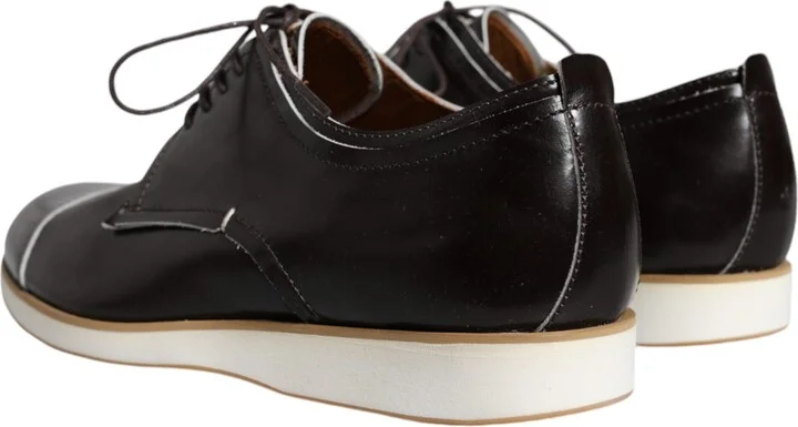 Black White Leather Lace Up Men Dress Formal Men's Shoes (Pre-Owned) - Image 4