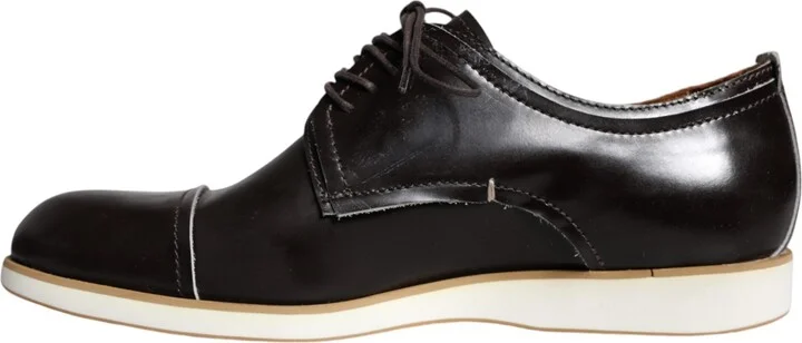 Black White Leather Lace Up Men Dress Formal Men's Shoes (Pre-Owned) - Image 5