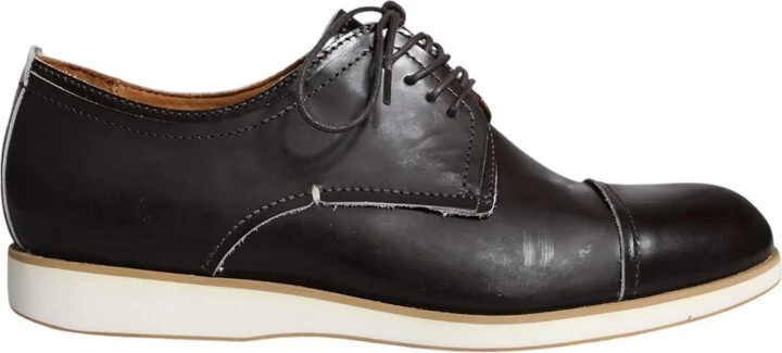 Black White Leather Lace Up Men Dress Formal Men's Shoes (Pre-Owned)