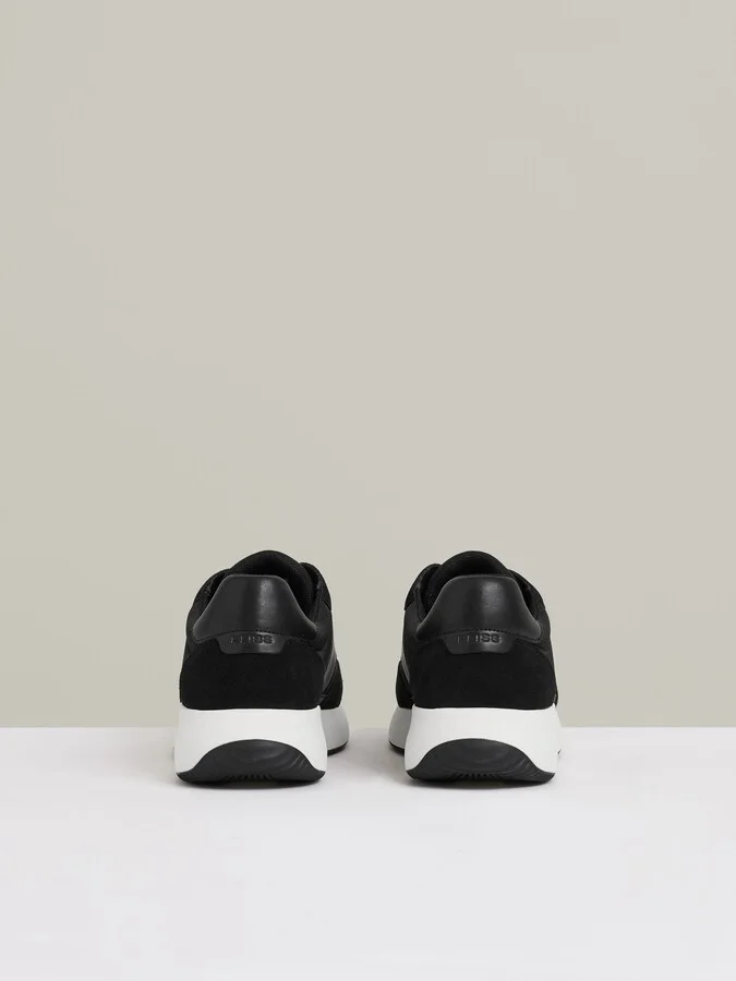 Black/white Leather Suede Running Trainers - Image 4