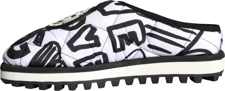 Black White Quilted Logo Sandals Slides Men's Shoes - Image 5
