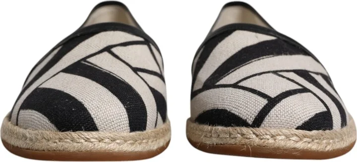 Black White Stripes Slip On Espadrille Men's Shoes - Image 2
