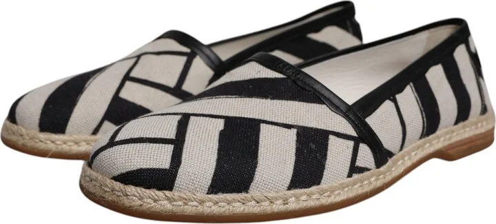 Black White Stripes Slip On Espadrille Men's Shoes - Image 3