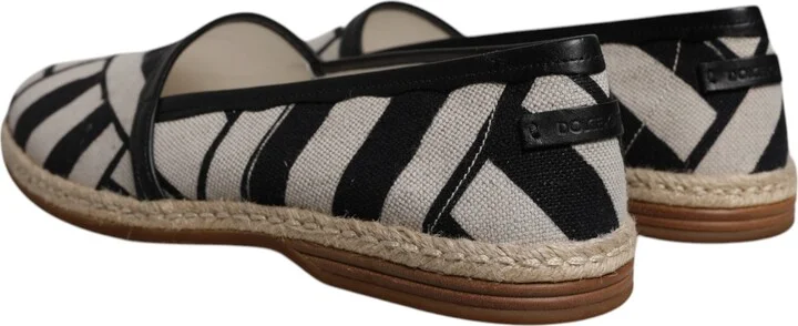 Black White Stripes Slip On Espadrille Men's Shoes - Image 4