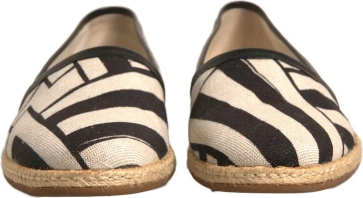 Black White Stripes Slip On Espadrille Men's Shoes (Pre-Owned) - Image 2