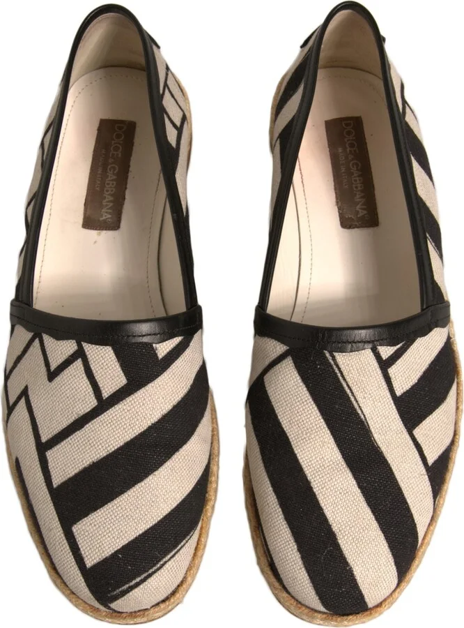 Black White Stripes Slip On Espadrille Men's Shoes (Pre-Owned) - Image 3